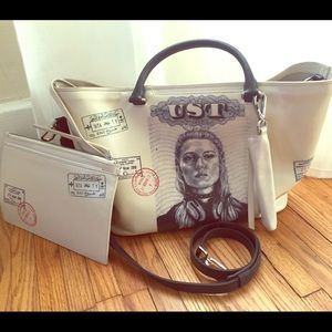 TUMI limited edition white leather tote bag NWT